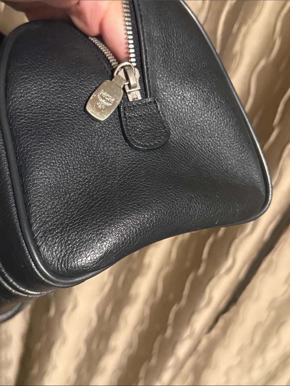 MCM Black Leather Logo-Plate Satchel - Picture 4 of 14